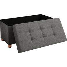 Gris Poufs Songmics Banc de Rangement 76 x 38 x 40 cm Pouf