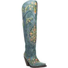 Turquoise - Women High Boots Dan Post Boots Flower Child Women's Blue Boot Blue/Floral