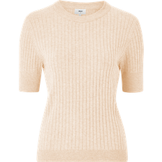 Beige - Dame T-skjorter Object Noelle Strickshirt Mit Strukturmuster - Sand