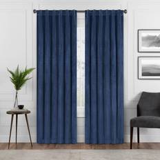 Eclipse Harper Velvet Rod Pocket Curtains 50 in x 63 in Navy