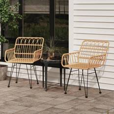 Rattan Patio Chairs vidaXL Garden Chairs with Armrest PE Rattan 56x64x80 cm 2 pcs Garden Dining Chair