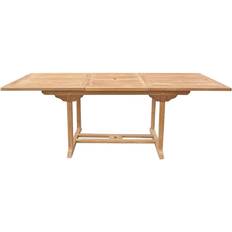 Beliani Tavolo Da Pranzo Da Giardino In Legno Di Acacia 160/220 x 90 cm Forato Per Ombrellone Allungabile Design