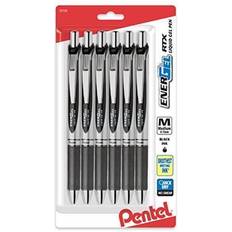 Rosa Penne gel Pentel EnerGel RTX Retractable Liquid Gel Pen, Medium Line, Metal Tip, Black Ink, 6 Pack (BL77BP6A)