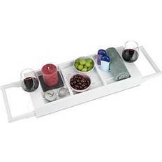Bambus - Hvid Bruserkurve & Sæbehylder Relaxdays Extendable Bathtub Cady Bamboo Bathroom Tray