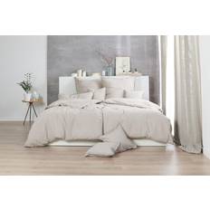 Biancheria da Letto Primera Renforce Bettwäsche 155x220 Stonewashed Uni Leinen 123061-719 Copripiumino Beige, Grigio