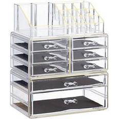 Relaxdays Make-Up-Organizer transparent/gold