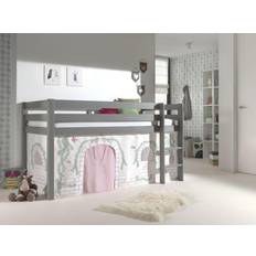 Gråa Loftsängar Barnrum Vipack Spielbett Pino Vorhang "Birdy", Ausf.