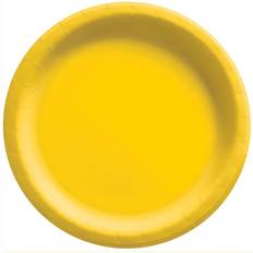 Amscan 69915.09 Disposable Round Dinner Paper Plates Tablewear Party Supplies, 10.5” Yellow