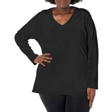 Just My Size Plus Vneck Long Sleeve Tee - Ebony