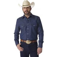 Wrangler Denim/Jeanstyg Överdelar Wrangler Långärmad Arbetsskjorta Med Tryckknappar - Blå