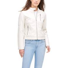 Levi's Plus Faux-Leather Motorcycle Racer Jacket, Women's, 1XL, White