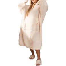 Extra Long Teddy Hoodie - Cream