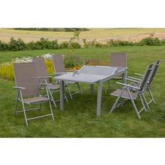 Gartenmöbel Merxx Amalfi, 7-tlg taupe, Tisch Essgruppe