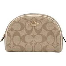 Coach Dome Cosmetic Case In Signature Canvas - Gold/Light Khaki Chalk