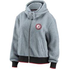 Drawstring - Women Jumpers Women's Gray Alabama Crimson Tide Sherpa Full-Zip Hoodie Jacket