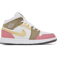 Jordan 1 mid green Nike Air Jordan 1 Mid SE GS - White/Vivid Green/Pink/Tan