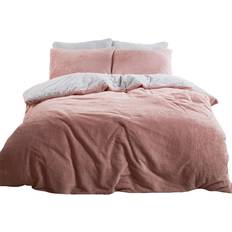 Brentfords Reversible Teddy Fleece Duvet Cover Grey, Pink (198x198cm)