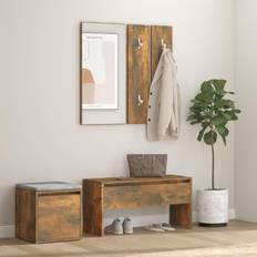 vidaXL Hallway Furniture Smoked Oak Engineered Wood Dining Set