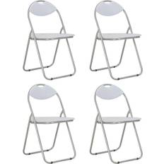 vidaXL Chaises Pliantes Salle À Manger Lot De 4 Blanc Similicuir Chaise de Cuisine 2pcs