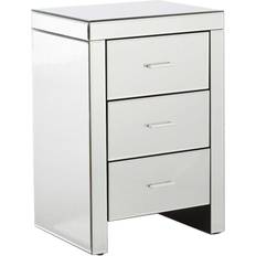Mirrored bedside table GFW Venetian Mirrored Three Drawer Bedside Table