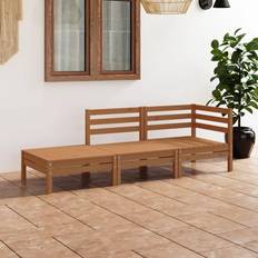 Pinewood outdoor vidaXL 3 Piece Garden Honey Brown Solid Pinewood Outdoor Lounge Set