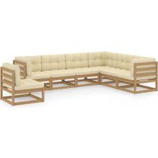 vidaXL Salotto Giardino e Cuscini 7 pz Legno Massello Pino Ambra - Marrone Set da Lounge da Esterno