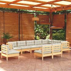 vidaXL Divani Giardino 10 pz Cuscini Crema Massello di Pino Set da Lounge da Esterno