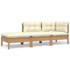 Bruna Loungeset vidaXL gräddvita dynor 3 Loungeset