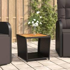 vidaXL Tavolino Con Piano Legno Nero Polyrattan Legno Massello Acacia MXL 102380