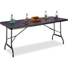 Relaxdays Bastian Folding Garden Table Large 72 x 178 x 74 cm Black