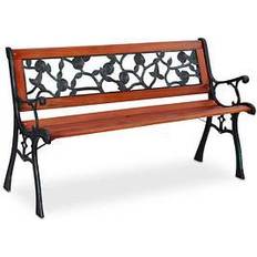 Relaxdays Con Design Floreale A 2 Posti Balcone E Terrazzo Legno E Ghisa Naturale Verde Panchina da Giardino
