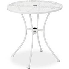 Relaxdays Tavolino Da Giardino Con Foro Per Ombrellone 72x70 cm Bianco