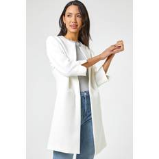 White Coats Roman Textured Longline Jacket - Ivory