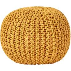 Homescapes Knitted Mustard Pouf 35cm