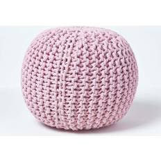 Pink Knitted Cotton Footstool