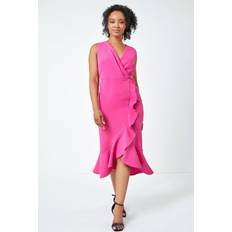 Roman Petite Sleeveless Frill Hem Wrap Dress