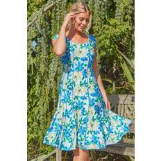 Roman Floral Garden Print Panel Dress