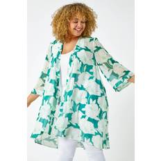 Mujer - Verde Batas Roman Curve Floral Print Longline Kimono - Green