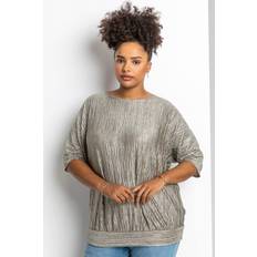 Roman Curve Shimmer Pleated Blouson Top