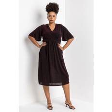 Roman Curve Shimmer Wrap Midi Dress