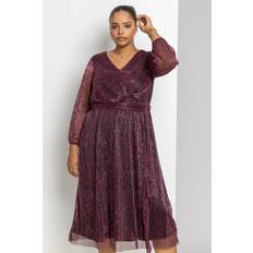 Roman Curve Plisse Wrap Midi Dress - Pink