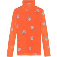 Orange - Polotrøjer Sweatere Ganni Printed Mesh Long Sleeve Rollneck Kvinde Bluser hos Magasin Orangeade