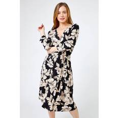 Roman Petite Floral Print Belted Wrap Dress