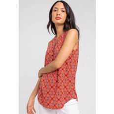 Roman Textured Geo Print Notch Neck Top