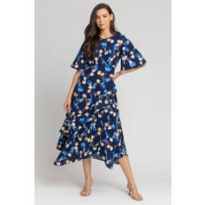 Roman Floral Print Chiffon Midi Dress