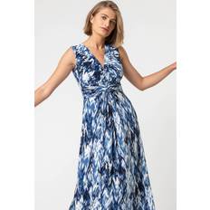 Roman Abstract Print Twist Front Maxi Dress - Blue
