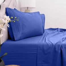 Sweet Home Collection Twin XL Breathable Luxury Sheets with Full Elastic and Secure Corner Straps Built In 1800 Supreme Bed Sheet Blue