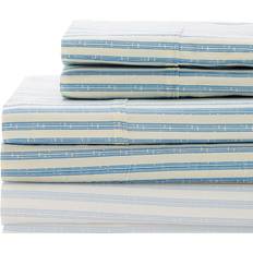 King size sheet sets Mélange Home Sets NAVY Bamboo Stripe Bed Sheet Blue