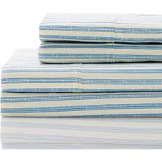 King size sheet sets Sets NAVY Bamboo Stripe Bed Sheet Blue