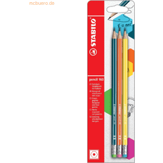 Jaune Crayons de Graphite Stabilo 10 x Schulbleistift sechskant mit Radierer pencil 160 HB Blist